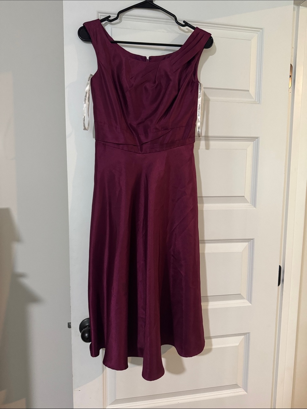 David's Bridal Plum Off-Shoulder Midi Dress